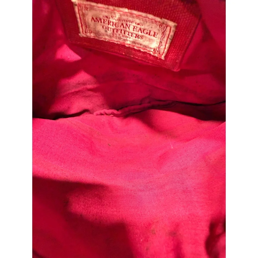 American Eagle Outfitters Canvas Wristlet Pink‎ Red Khaki Color Block Pouch Bag